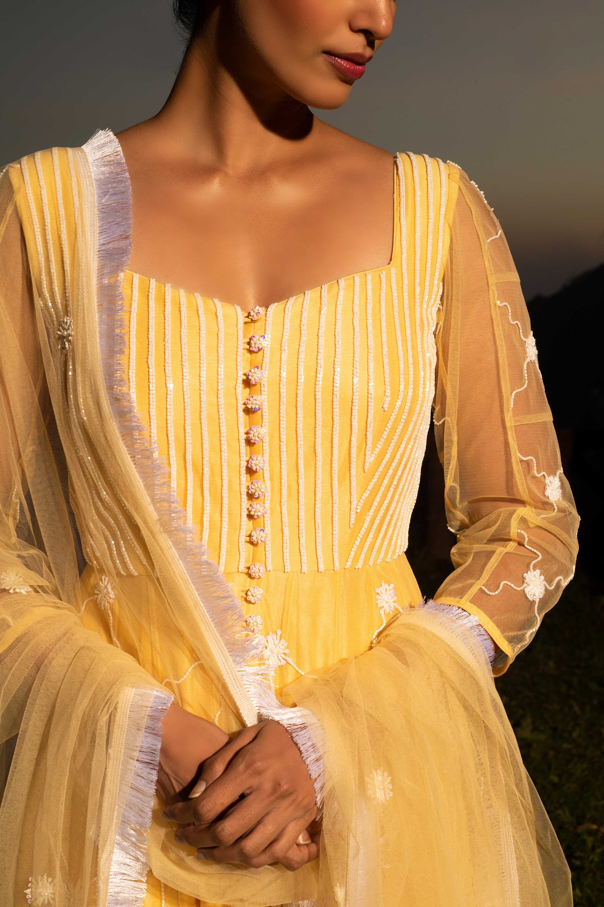 Baavli luxury designer store at Khan Market, New Delhi. Indian wedding, lehenge, Bride, Indian bride, bridesmaid. Yellow wedding dress.