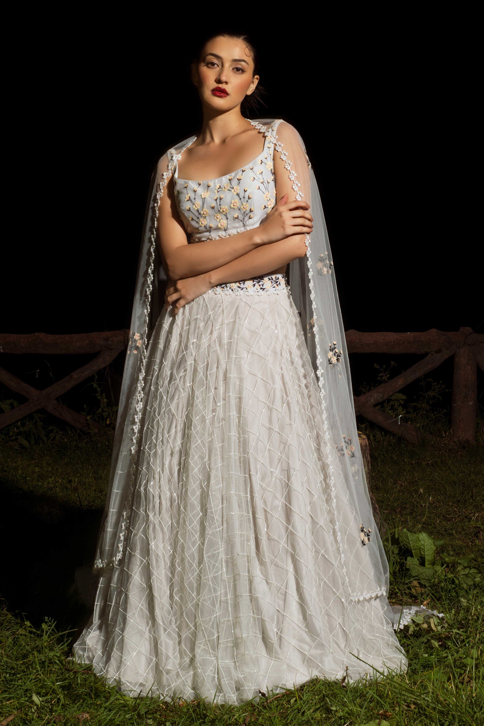 Baavli luxury designer store at Khan Market, New Delhi. Indian wedding, lehenge, Bride, Indian bride, bridesmaid. White lehenga set. Expensive. Summer spring. Bahaar 2024. Fitoor skirt set.