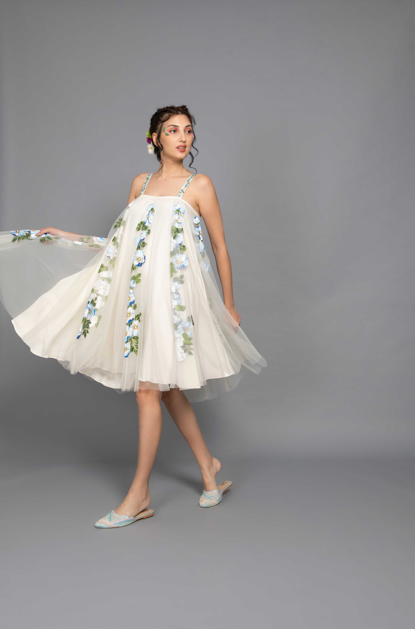 Blue Flax Net Dress