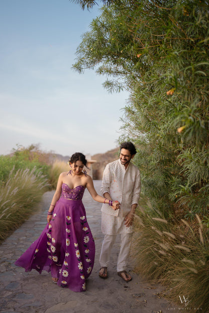 Daisy Purple Organza Skirt Set As Seen On Sanjeeta Bhattacharya