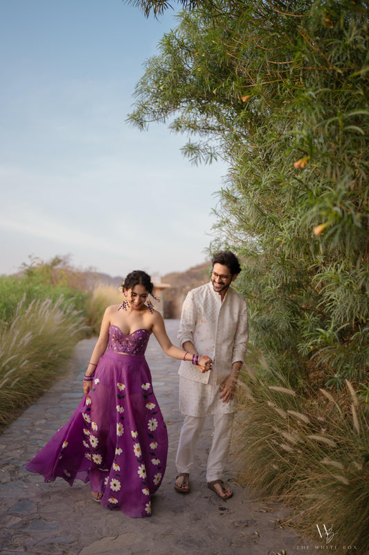 Daisy Purple Organza Skirt Set As Seen On Sanjeeta Bhattacharya