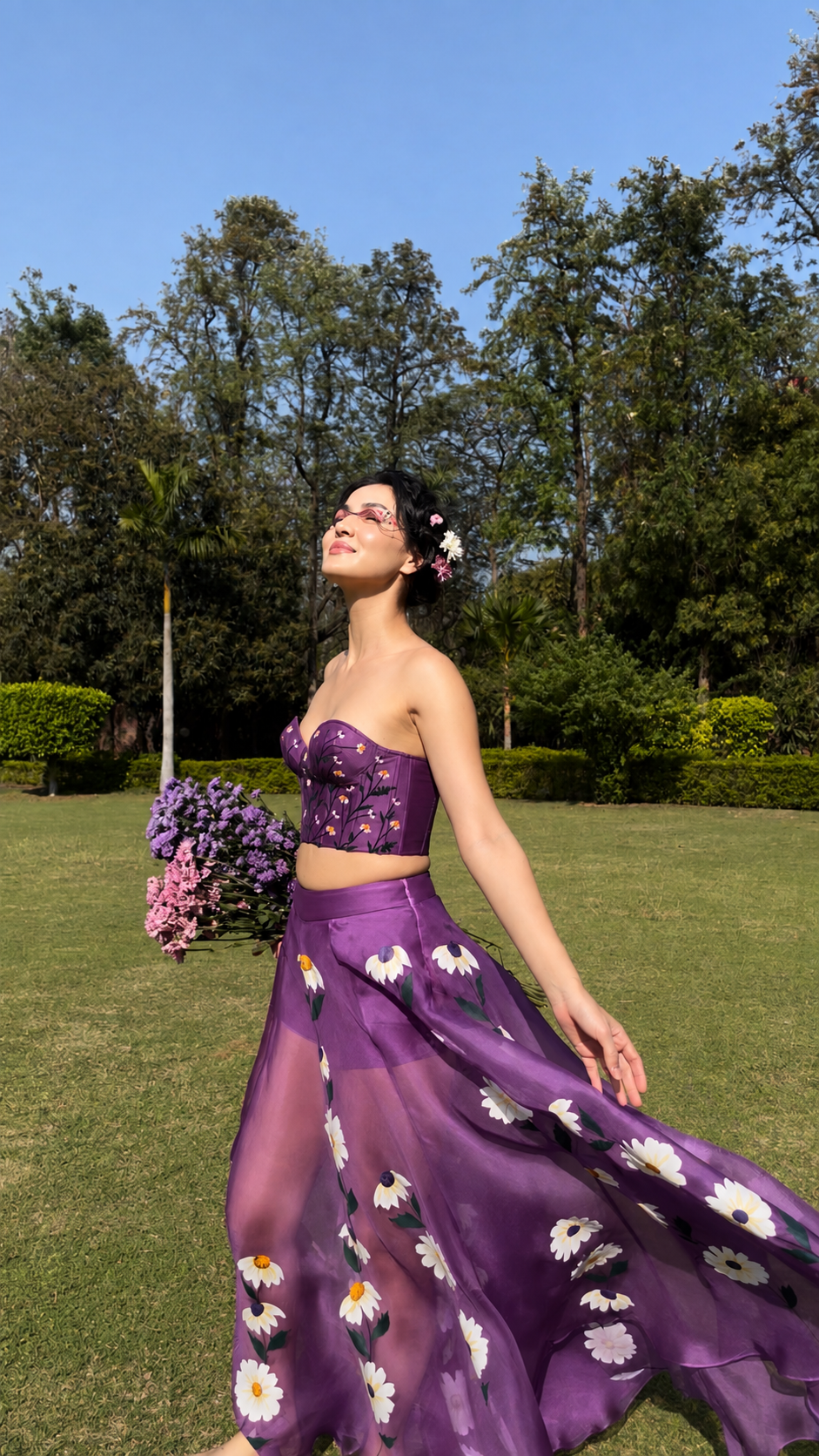 Daisy Purple Organza Skirt Set