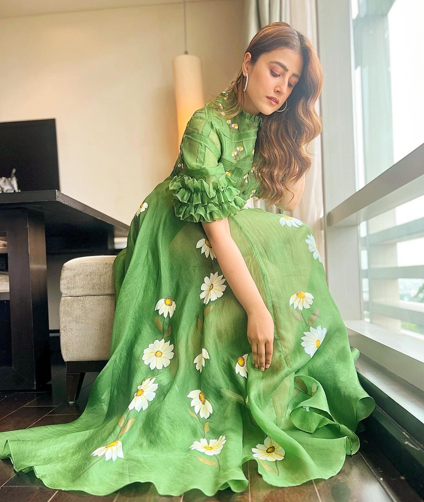 Daisy Green Organza Skirt Set As Seen On Nupur Sanon