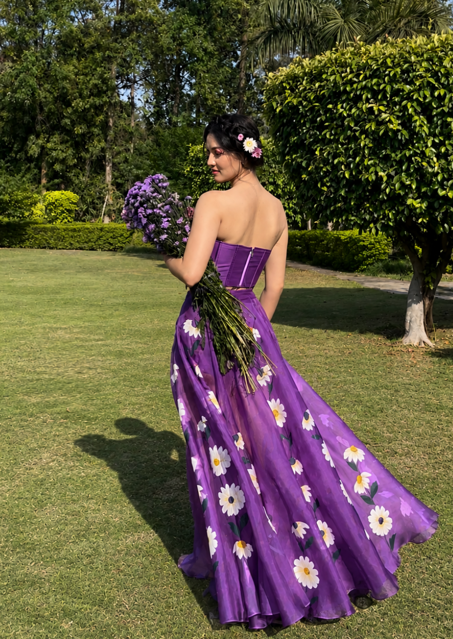 Daisy Purple Organza Skirt Set