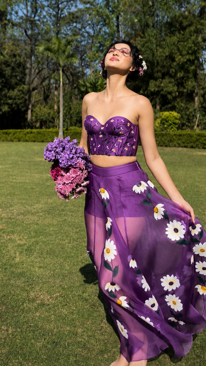Daisy Purple Organza Skirt Set
