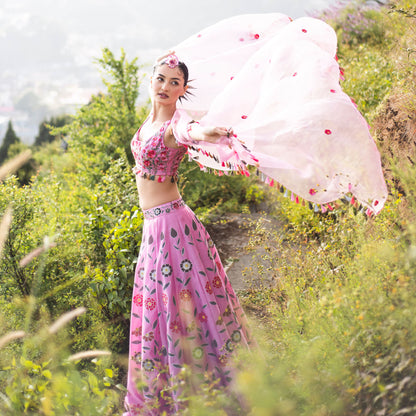 Baavli designer store in khan market. Launching bahaar spring summer 2024 collection, Khuld, Organza sharara set.