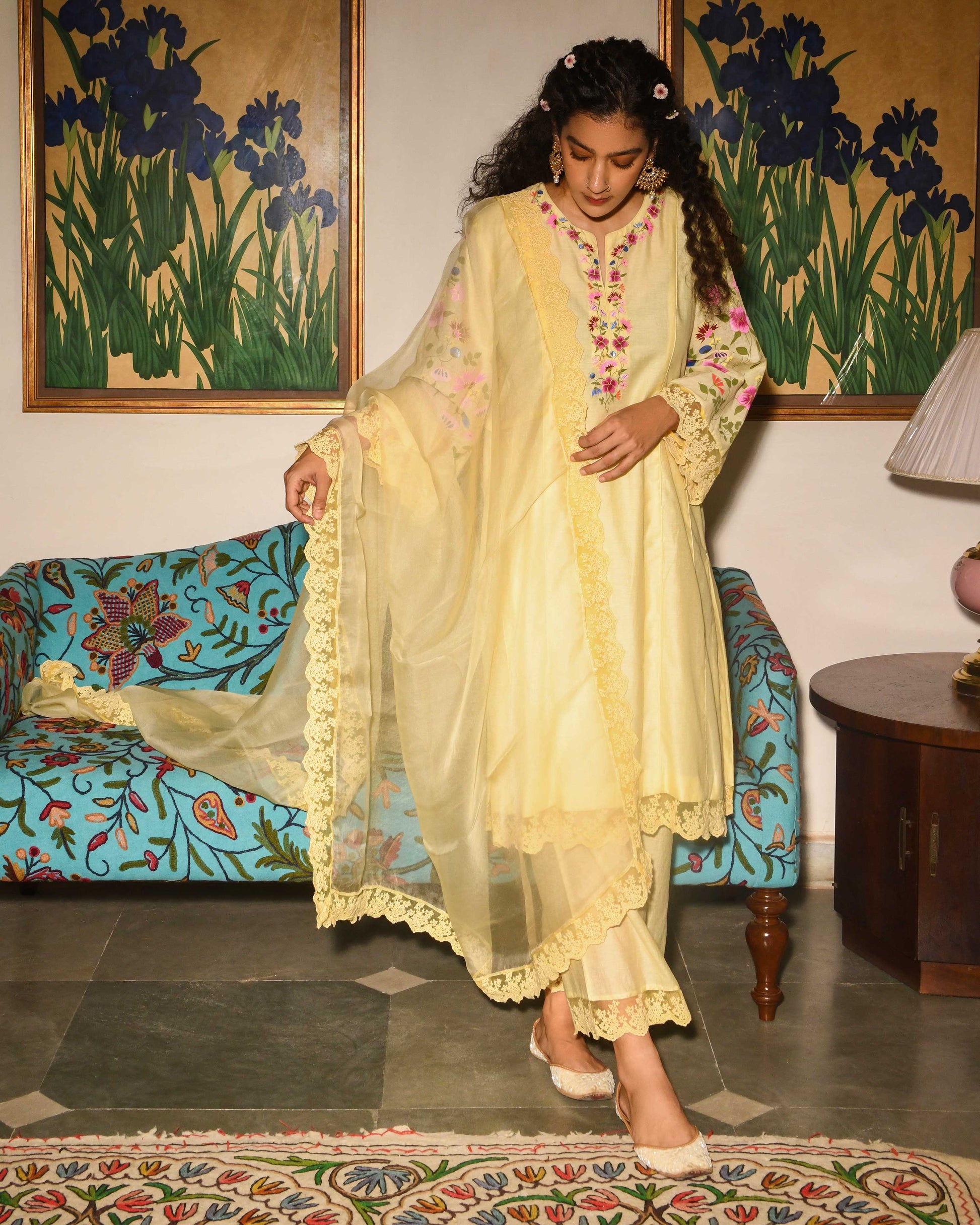 Baavli luxury designer store at Khan Market, New Delhi.
Indian wedding, lehenge, Bride, Indian bride, bridesmaid. baavli launching its new collection, Shringar, Yellow suit set.