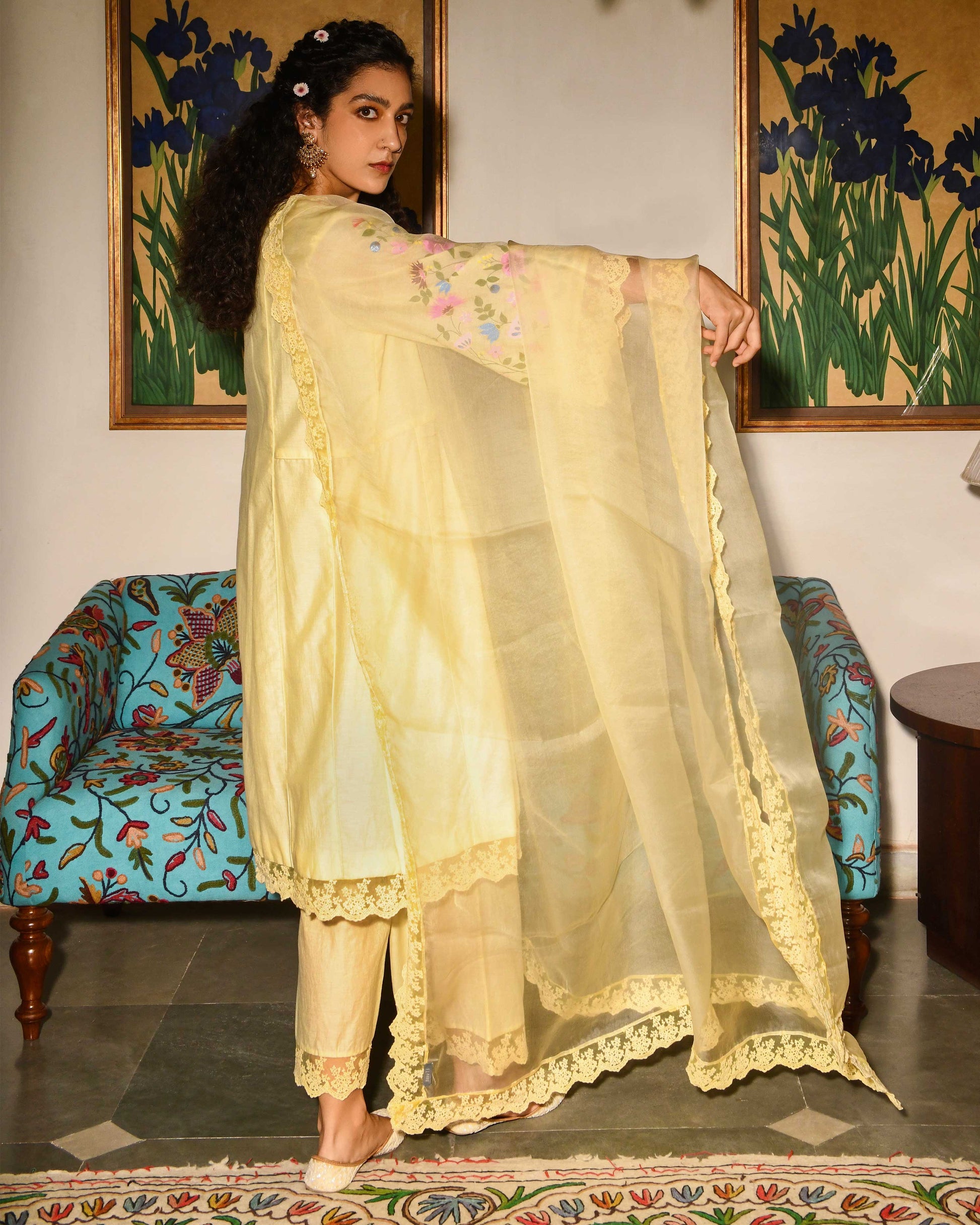 Baavli luxury designer store at Khan Market, New Delhi.
Indian wedding, lehenge, Bride, Indian bride, bridesmaid. baavli launching its new collection, Shringar, Yellow suit set.