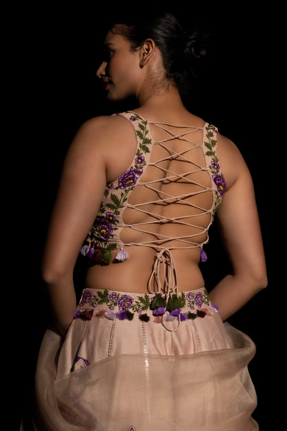 Baavli luxury designer store at Khan Market, New Delhi. Indian wedding, lehenge, Bride, Indian bride, bridesmaid. Saanjh Sharara Set. hand Painted, Hand Embroidered.