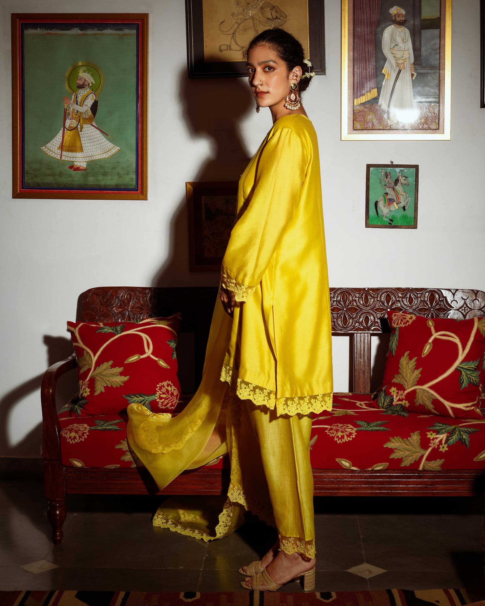 Baavli luxury designer store at Khan Market, New Delhi.
Indian wedding, lehenge, Bride, Indian bride, bridesmaid.
baavli launching its new collection, Shringar, Yellow, Golden suit set, Swarna.