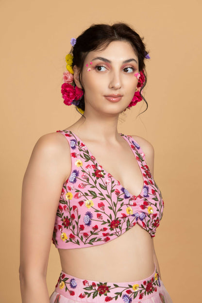 Pink Flora Skirt Set