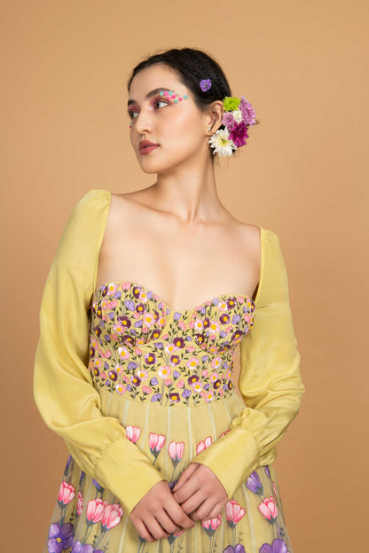 Baavli Designer Yellow Luxury Skirt Set Dress