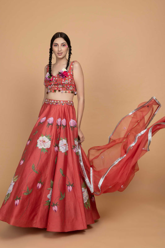 Baavli Designer Luxury Red Lehenga Set