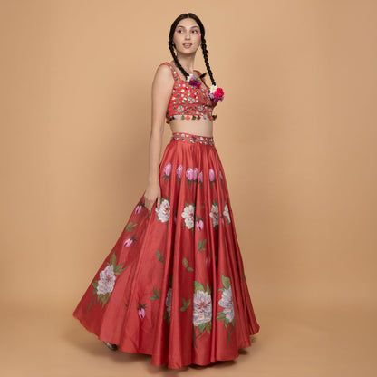 Baavli Designer Luxury Red Lehenga Set