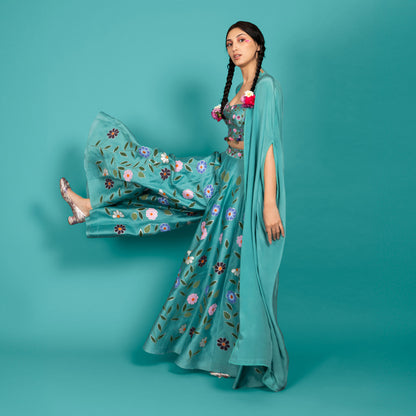 Baavli designer luxury teal co-ord set