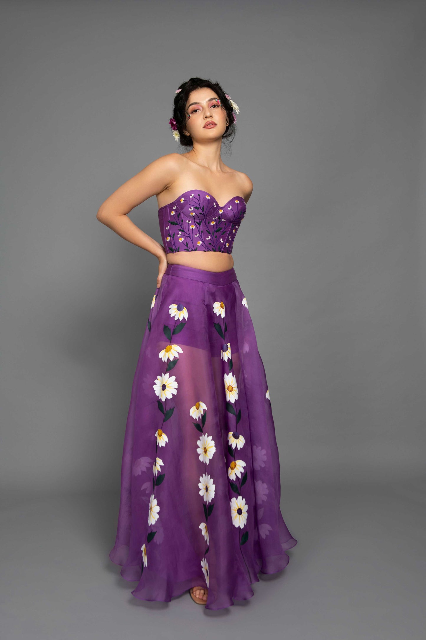 Daisy Purple Organza Skirt Set