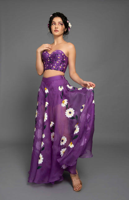 Daisy Purple Organza Skirt Set