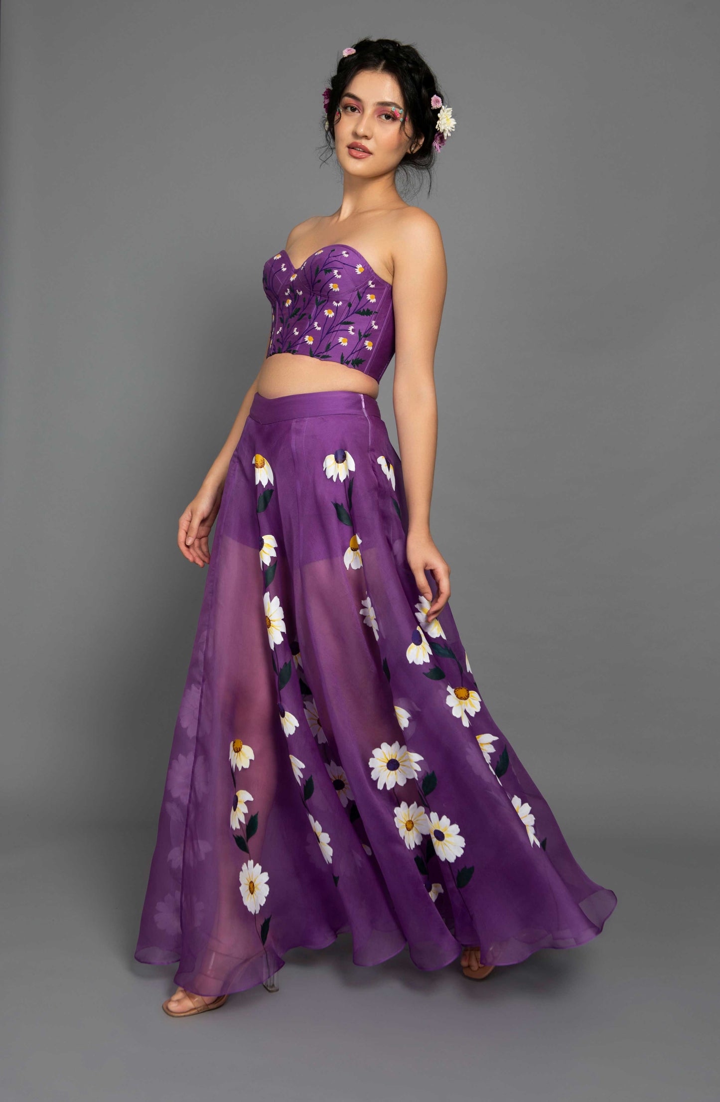 Daisy Purple Organza Skirt Set