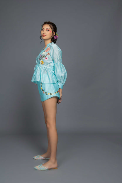 Blue Shorts Co-ord Set