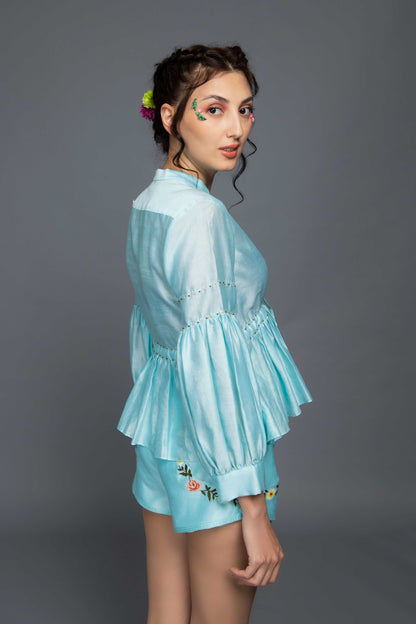 Blue Shorts Co-ord Set