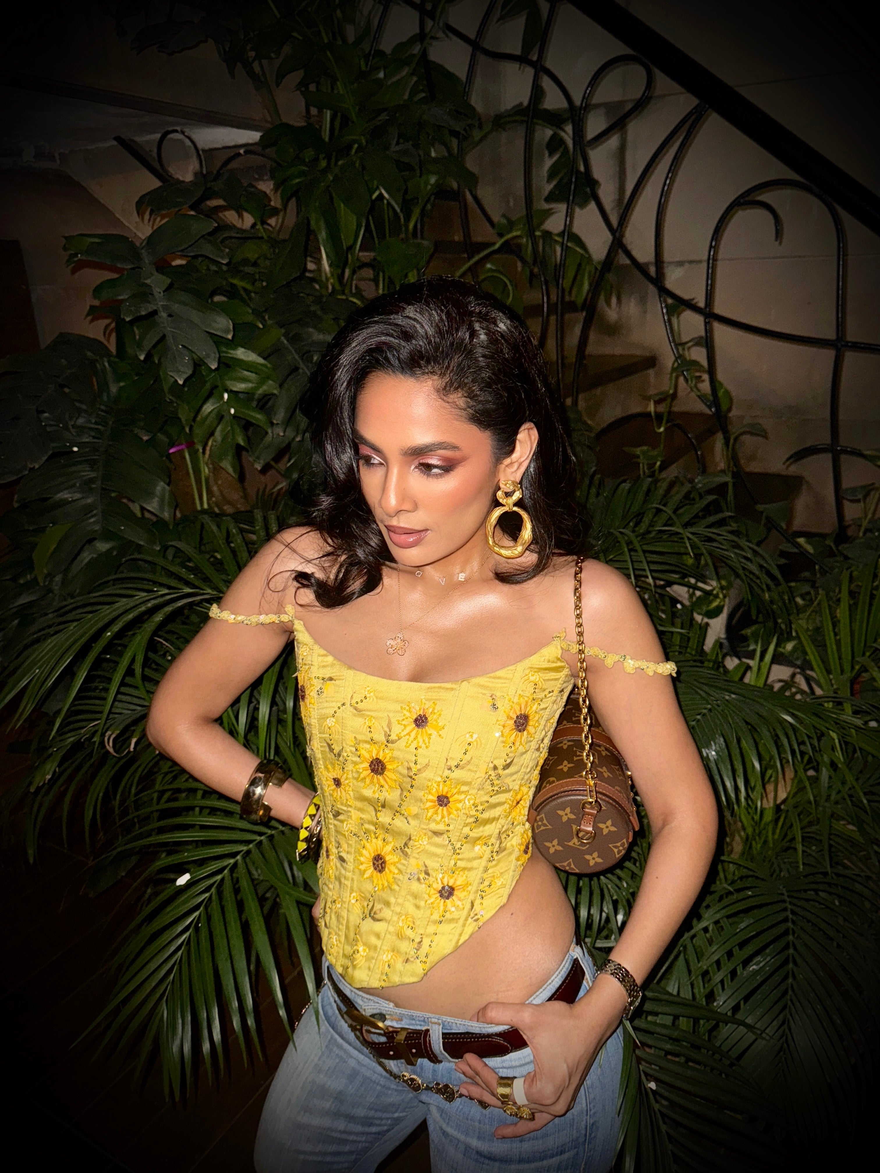 Woman in yellow top and blue jeans sitting on a decorative bench in an indoor setting.

Baavli luxury designer store, New Delhi.
Indian wedding, lehenge, Bride, Indian bride, bridesmaid, Suit sets, Kaftan, sharara, jacket, kurta.
baavli launching its new collection, Hand painted, hand embroidered, Designer Label

Ishita Mangal in Baavli