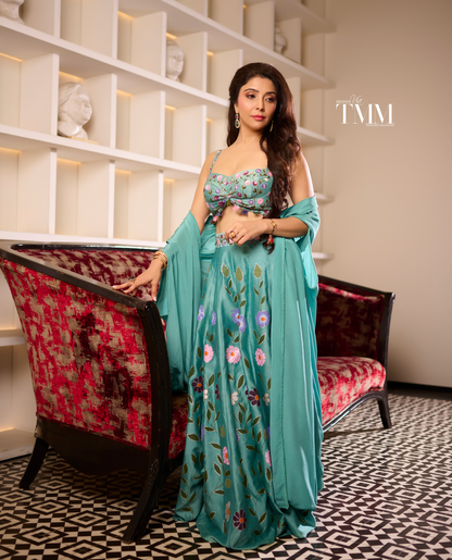 Turquoise Dreamcape Set As Seen On Jai Madaan