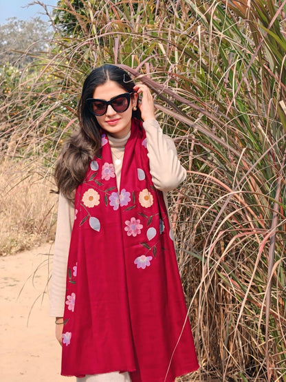 Woman wearing a red floral scarf outdoors

Baavli luxury designer store, New Delhi.
Indian wedding, lehenge, Bride, Indian bride, bridesmaid, Suit sets, Kaftan, sharara, jacket, kurta.
baavli launching its new collection, Hand painted, hand embroidered, Designer Label
Pashmina winter cold snow.