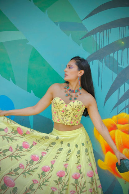 Yellow Corset Lehenga Set