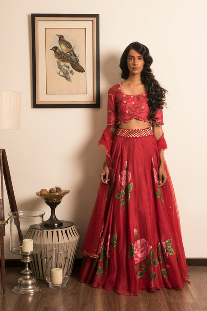 Baavli luxury designer store at Khan Market, New Delhi.
Indian wedding, lehenge, Bride, Indian bride, bridesmaid. Rose Lehenga Set.